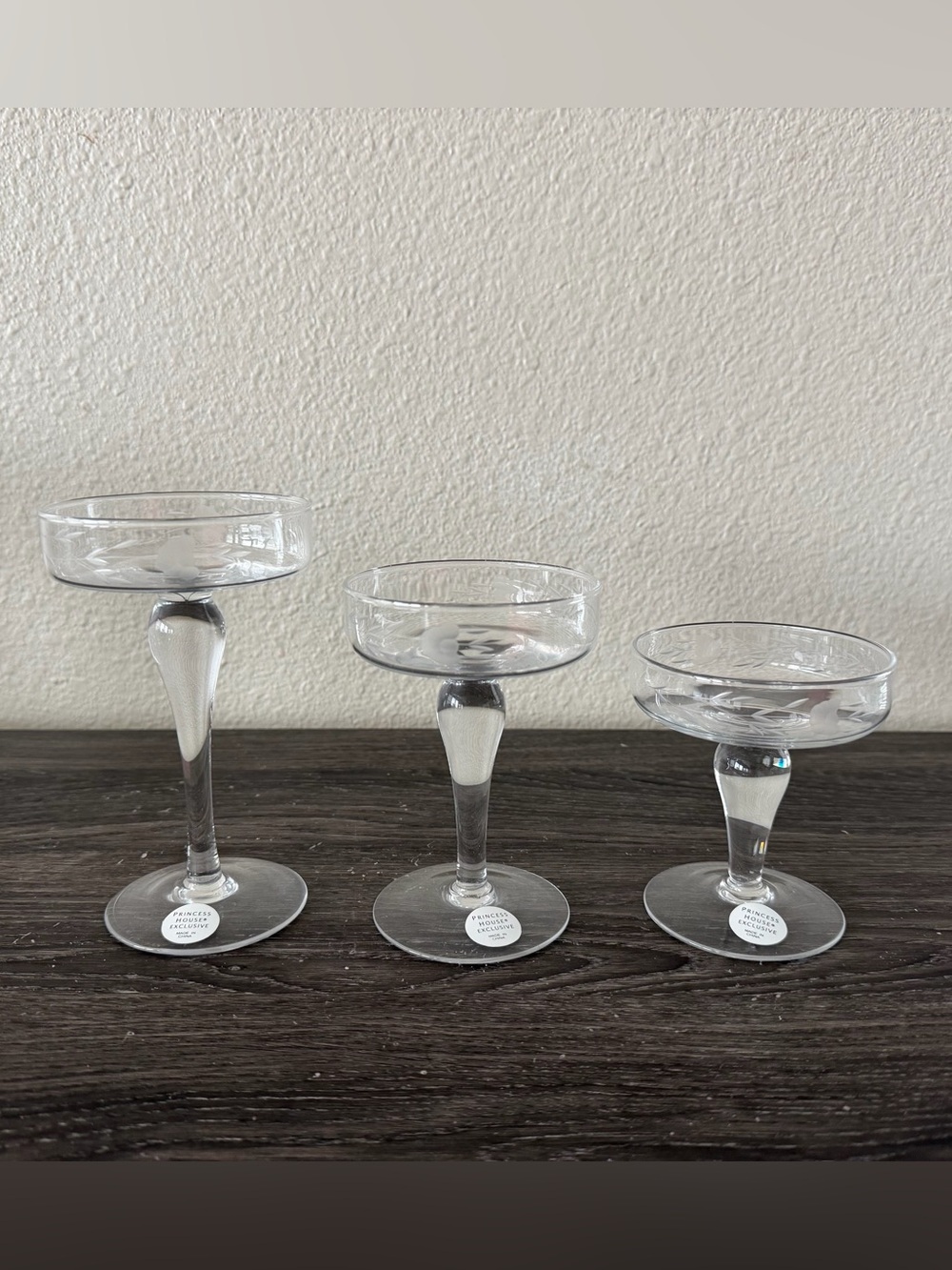 PRINCESS HOUSE Crystal Pillar Candle Holders #451 Set of 3